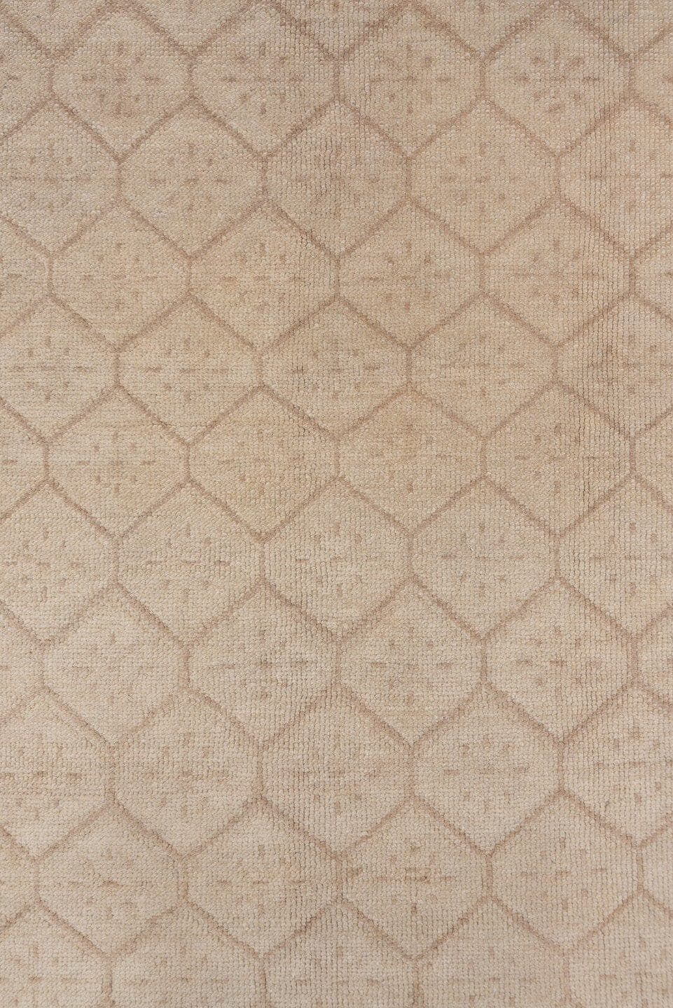 6' x 9' one-of-a-kind handmade vintage Oushak medium size rug. Color palette: ivory, beige, taupe, sand, gray