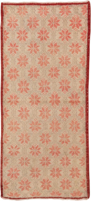 2' x 6' one-of-a-kind handmade vintage Oushak runner rug. Color palette: ivory, coral, rust, beige, terracotta, brown