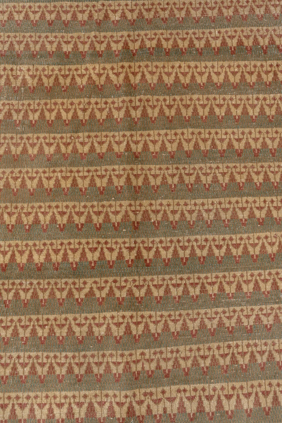 5' x 7' one-of-a-kind handmade vintage Oushak rug. Color palette: ivory, taupe, rust, teal, camel, sage, brown, beige, gray