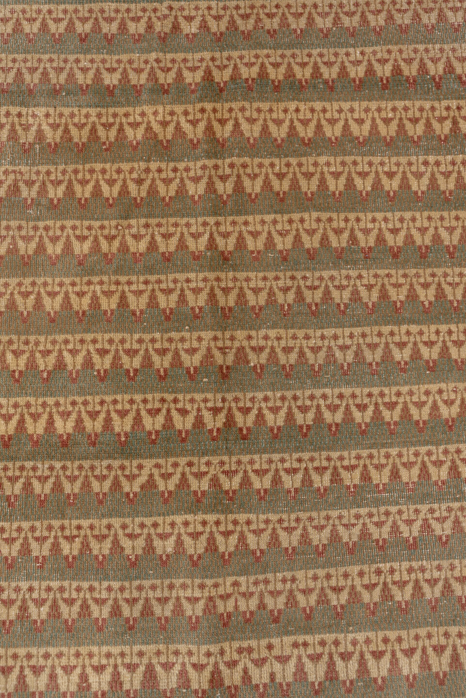 5' x 7' one-of-a-kind handmade vintage Oushak rug. Color palette: ivory, taupe, rust, teal, camel, sage, brown, beige, gray