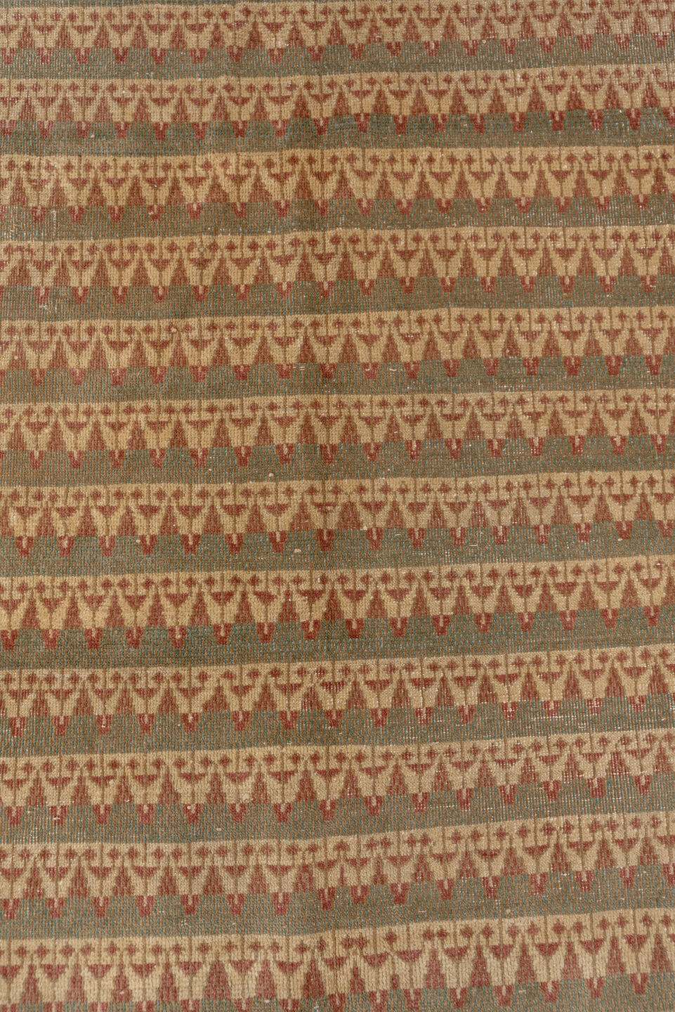 5' x 7' one-of-a-kind handmade vintage Oushak rug. Color palette: ivory, taupe, rust, teal, camel, sage, brown, beige, gray