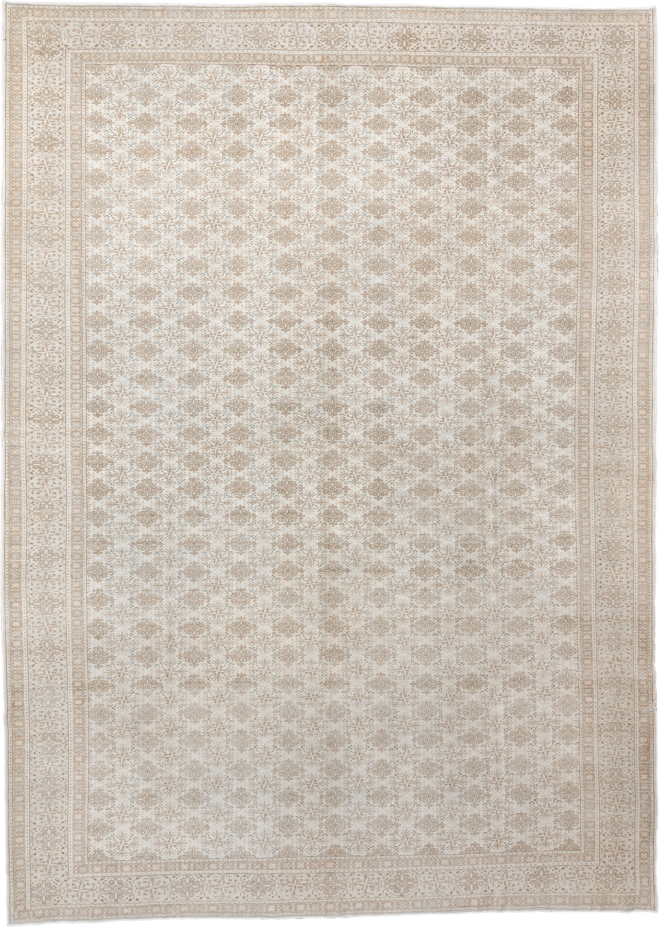 10' x 14' one-of-a-kind handmade antique Sivas oversize rug. Color palette: ivory, beige, cream, taupe, sand, gray