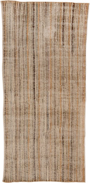 2' x 6' one-of-a-kind handmade vintage Tulu runner rug. Color palette: ivory, camel, taupe, brown, charcoal, beige, gray