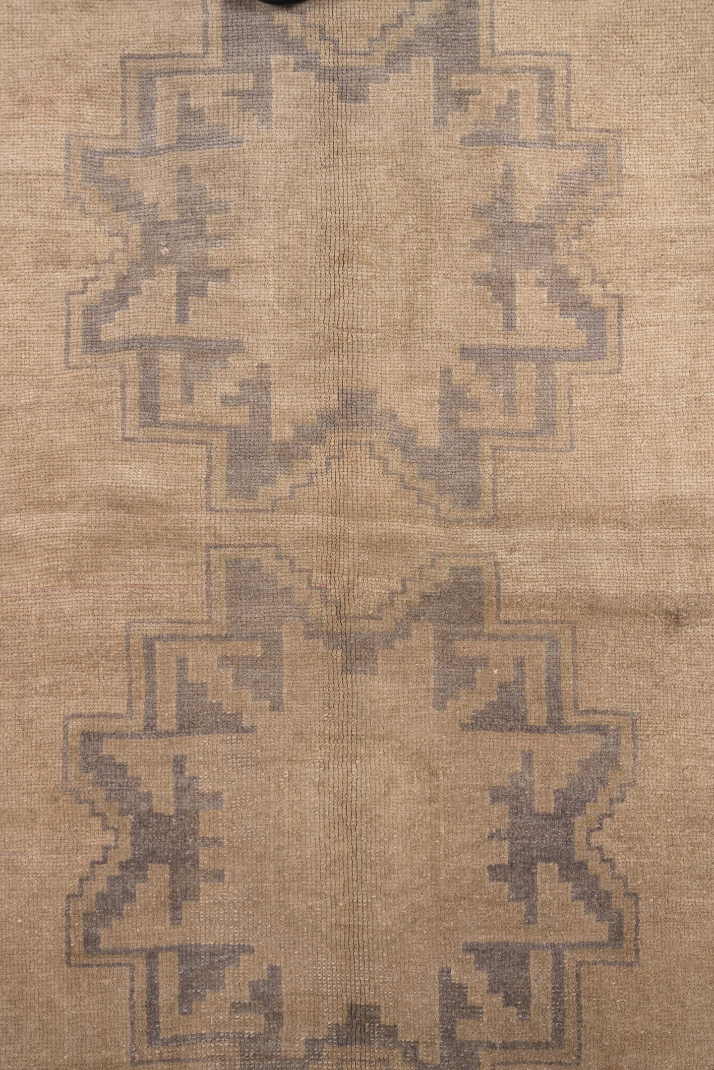 5' x 9' one-of-a-kind handmade vintage Oushak medium size rug. Color palette: beige, taupe, ivory, slate, camel, dusty blue