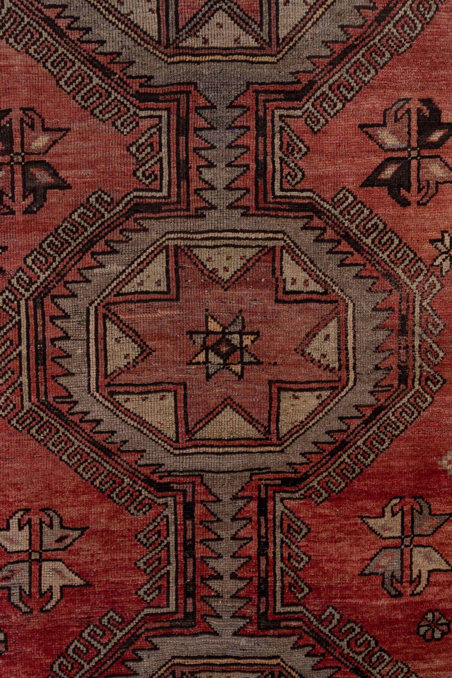 4' x 10' one-of-a-kind handmade vintage Oushak runner rug. Color palette: terra cotta, ivory, charcoal, rose, taupe