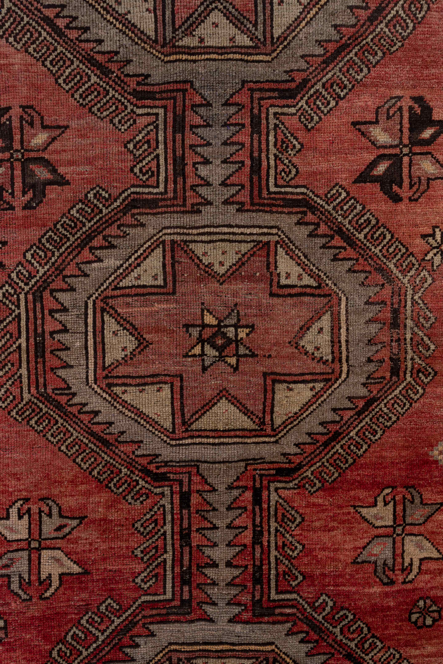 4' x 10' one-of-a-kind handmade vintage Oushak runner rug. Color palette: terra cotta, ivory, charcoal, rose, taupe