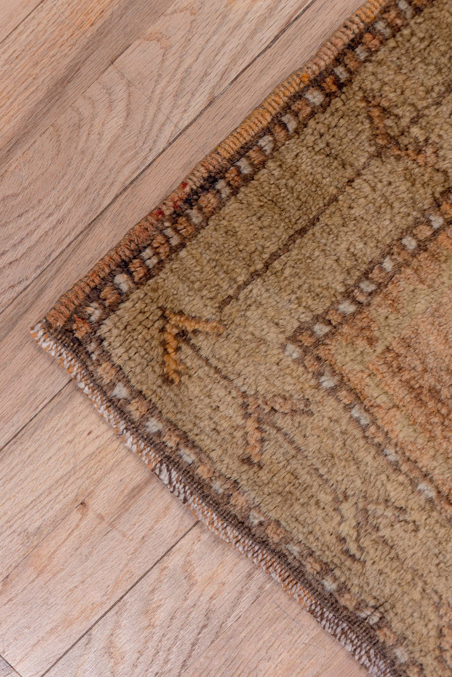 3' x 10' one-of-a-kind handmade vintage Oushak runner rug. Color palette: camel, taupe, brown, rust, ivory, tan, charcoal