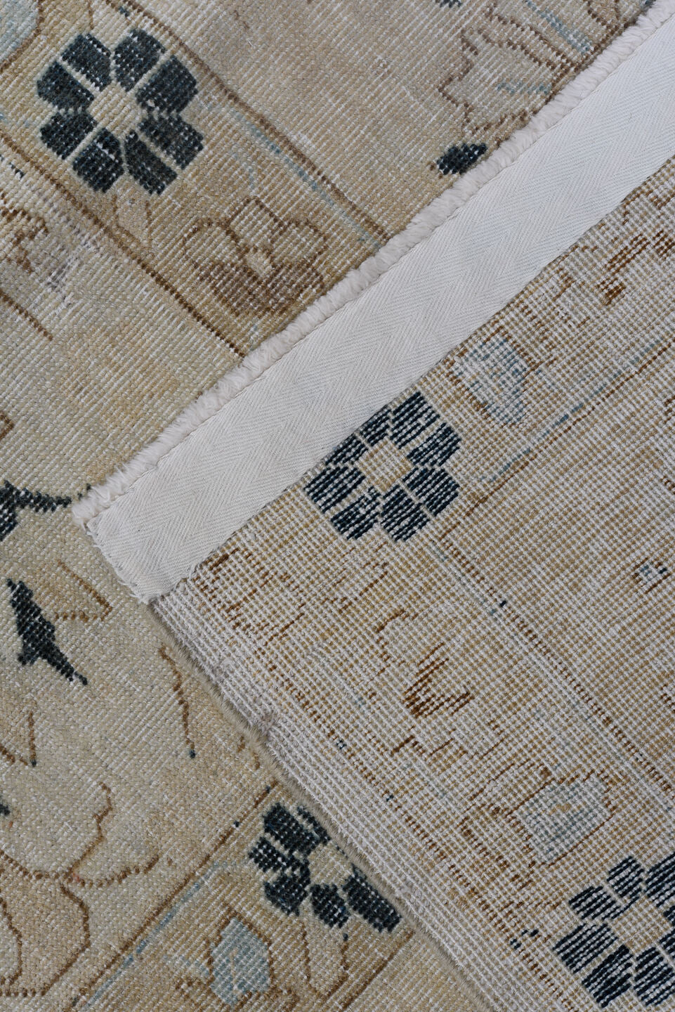 8' x 11' one-of-a-kind handmade vintage Tabriz large size rug. Color palette: black, blue, brown, charcoal, gray, light gray