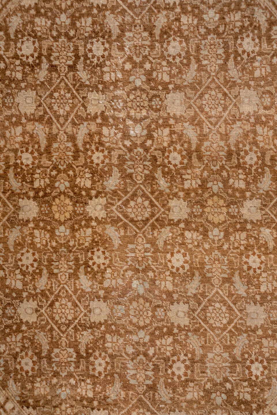 9' x 12' one-of-a-kind handmade antique Tabriz large size rug. Color palette: camel, terracotta, ivory, taupe, sienna, beige
