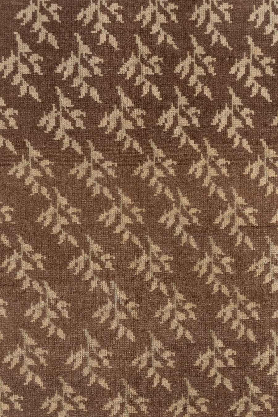 3' x 4' one-of-a-kind handmade vintage Tulu small size rug. Color palette: brown, ivory, taupe, camel, beige, gray