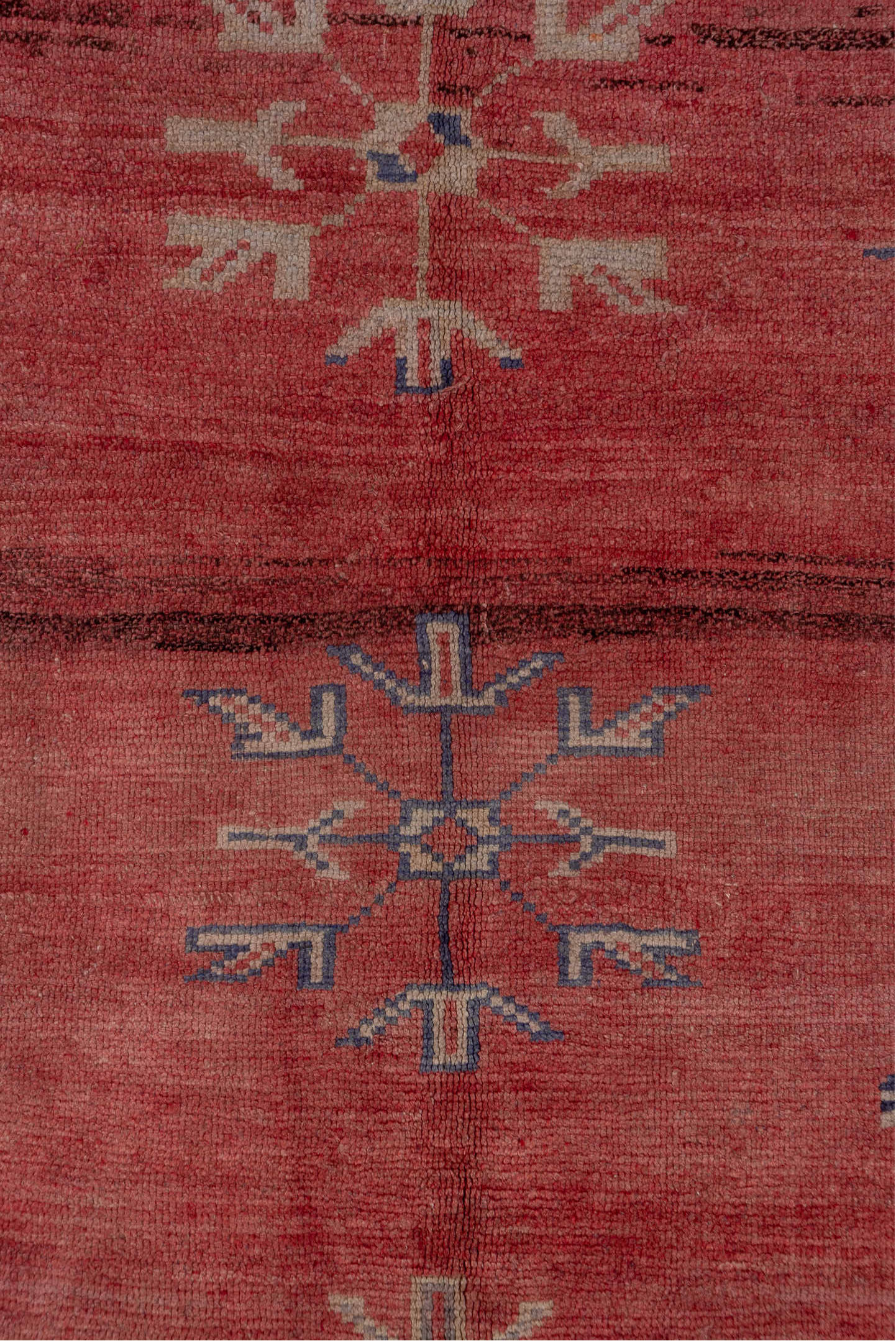 4' x 10' one-of-a-kind handmade vintage Oushak runner rug. Color palette: terra cotta, slate, ivory, rose, dusty blue, taupe