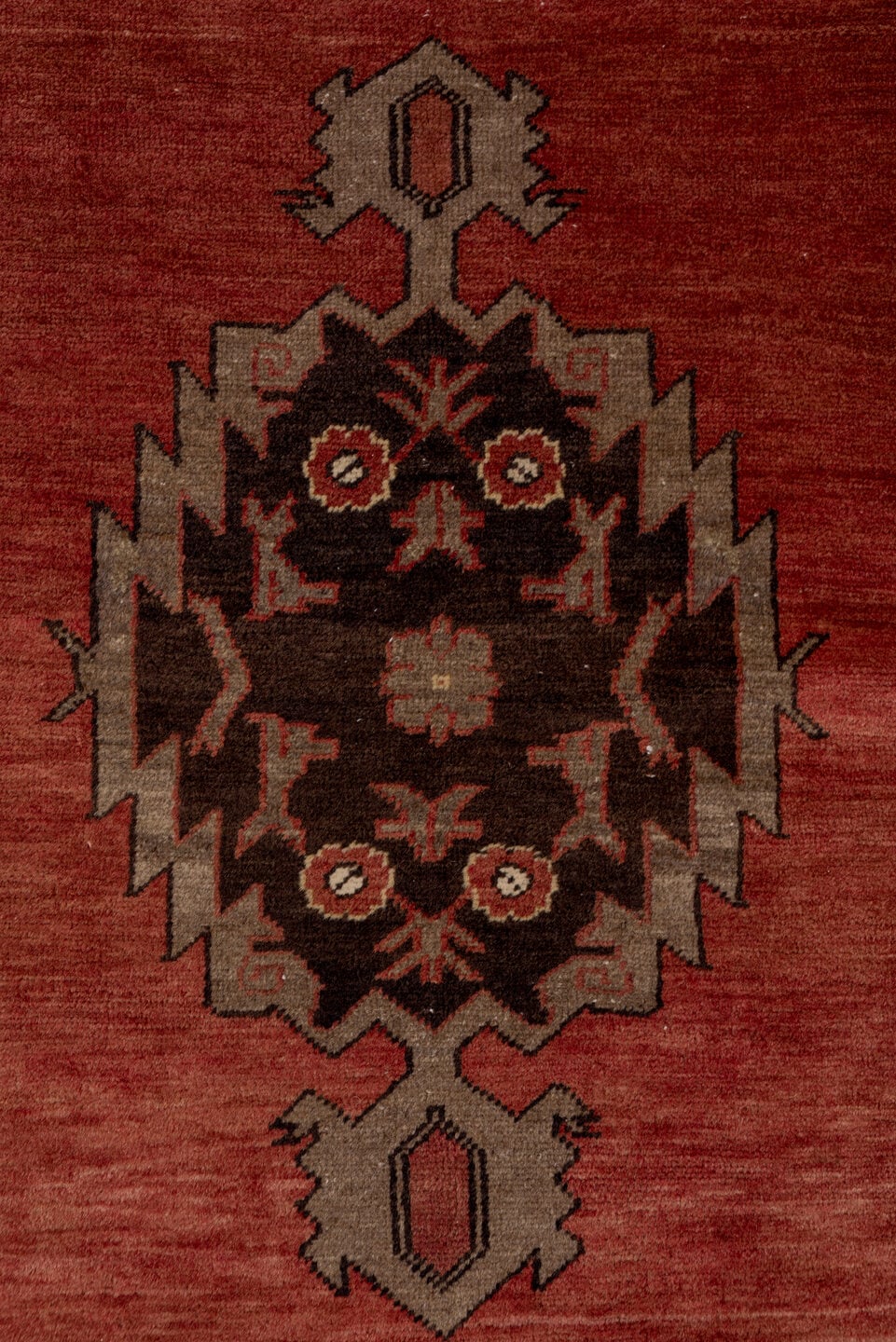 3' x 10' one-of-a-kind handmade vintage Oushak runner rug. Color palette: terra cotta, rust, ivory, taupe, charcoal, rose