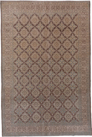 5' x 8' one-of-a-kind handmade vintage Sivas medium size rug. Color palette: taupe, camel, brown, dusty blue, ivory, rose