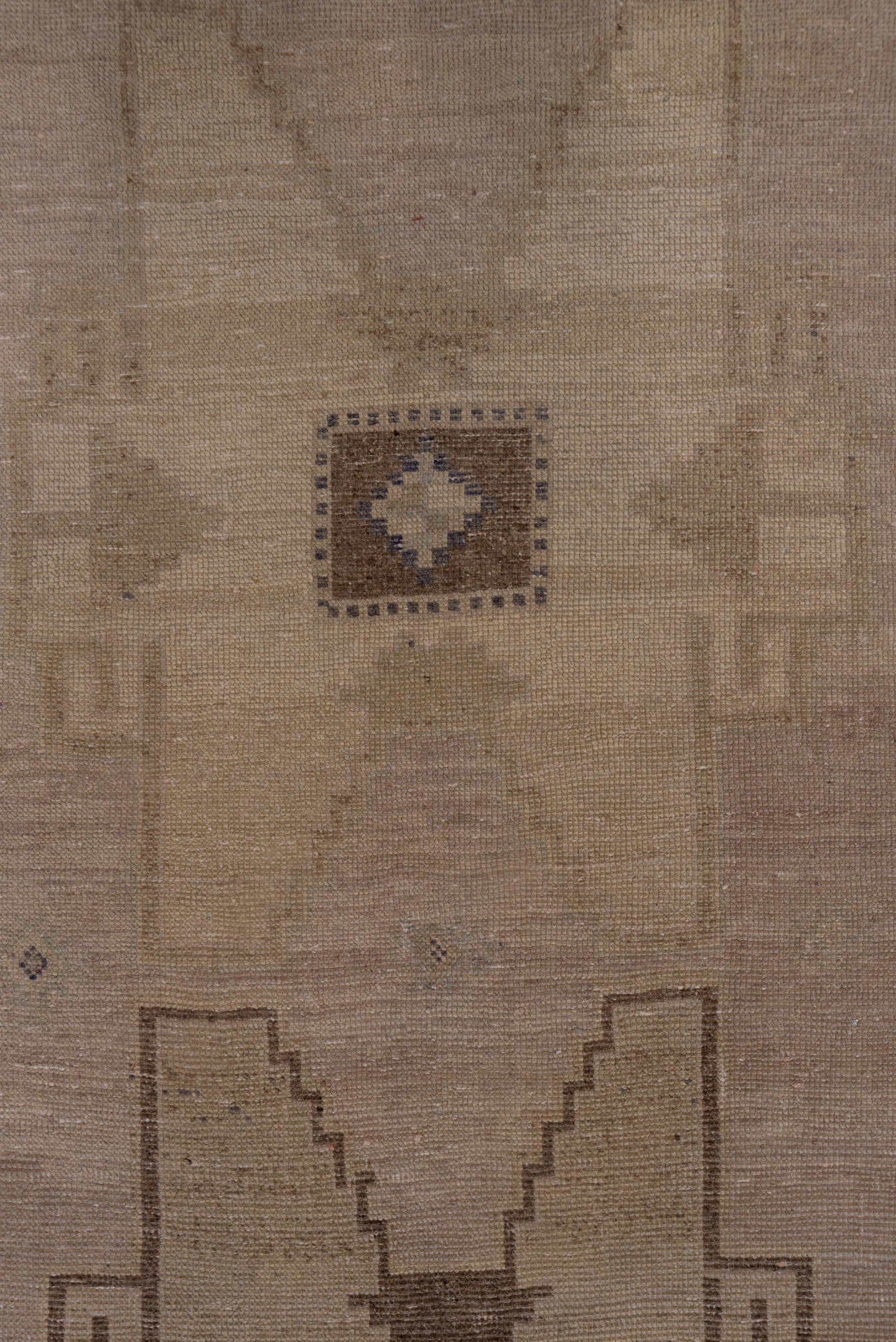 2' x 11' one-of-a-kind handmade vintage Oushak runner rug. Color palette: taupe, beige, brown, ivory, camel, gray