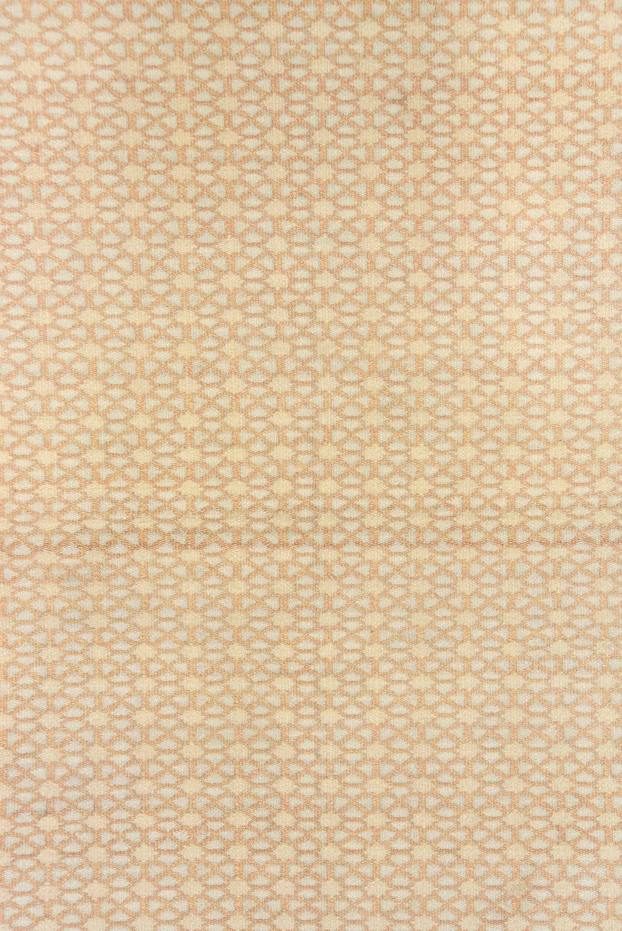 3' x 6' one-of-a-kind handmade vintage Dhurrie small size rug. Color palette: ivory, peach, cream, blush, sand, terracotta