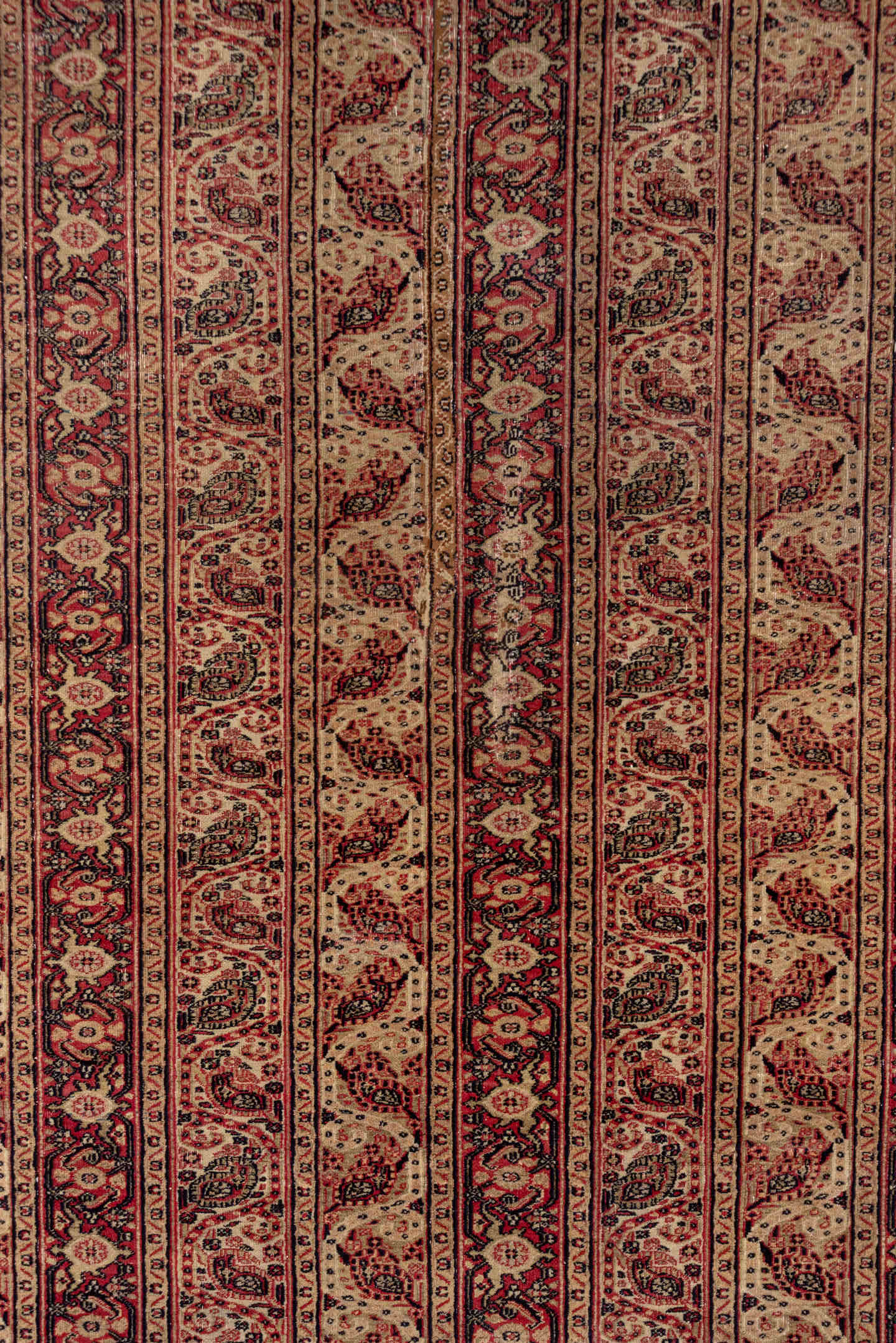 4' x 8' one-of-a-kind handmade vintage Khorassan rug. Color palette: ivory, rust, burgundy, rose, brown, charcoal