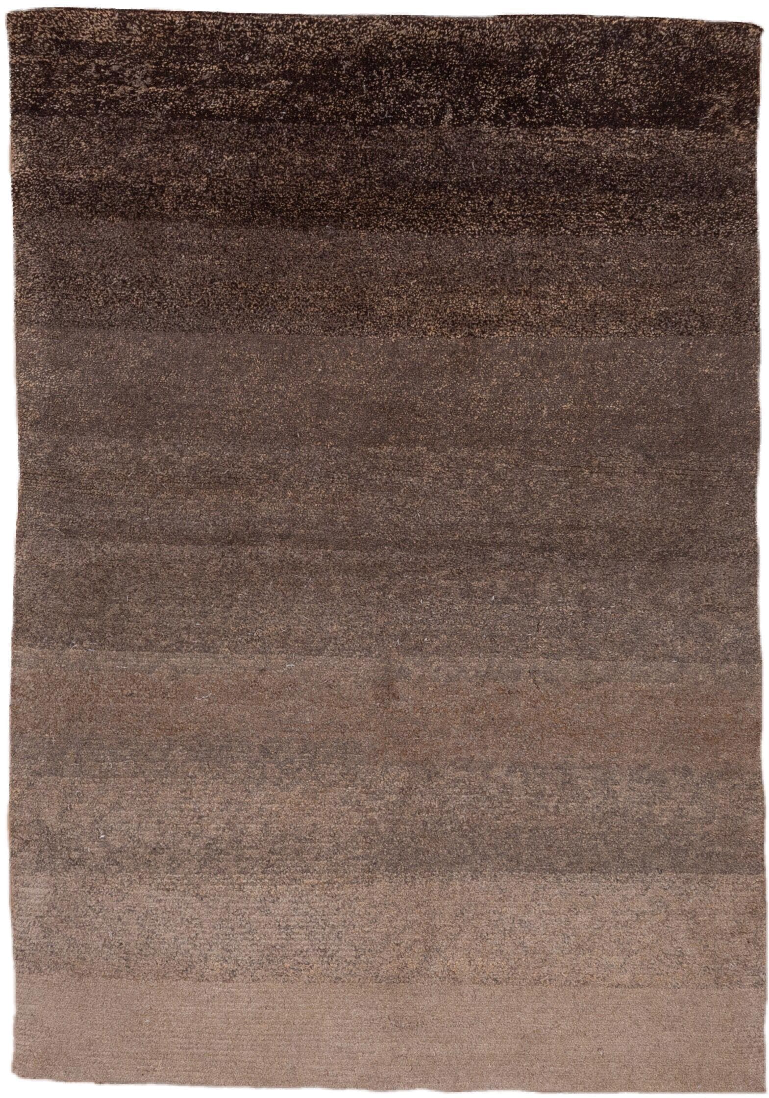 4' x 5' one-of-a-kind handmade vintage Tibetan small size rug. Color palette: taupe, mocha, charcoal, brown, mushroom, stone