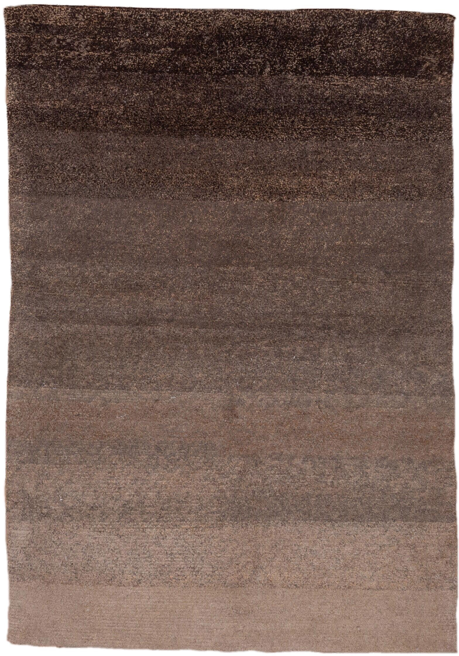 4' x 5' one-of-a-kind handmade vintage Tibetan small size rug. Color palette: taupe, mocha, charcoal, brown, mushroom, stone