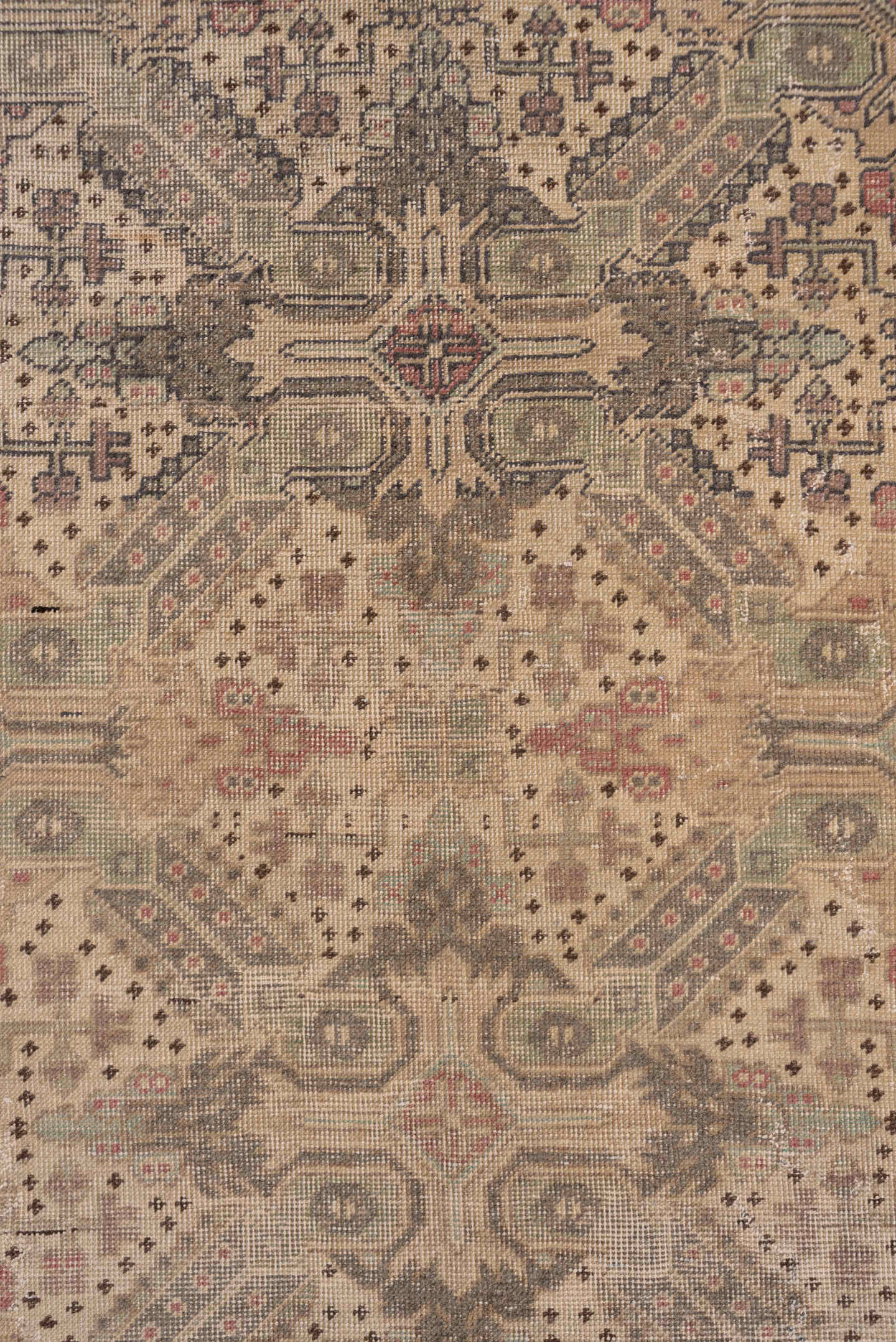 4' x 7' one-of-a-kind handmade antique Kaisary rug. Color palette: beige, taupe, rose, brown, gray, ivory, dusty pink, pink