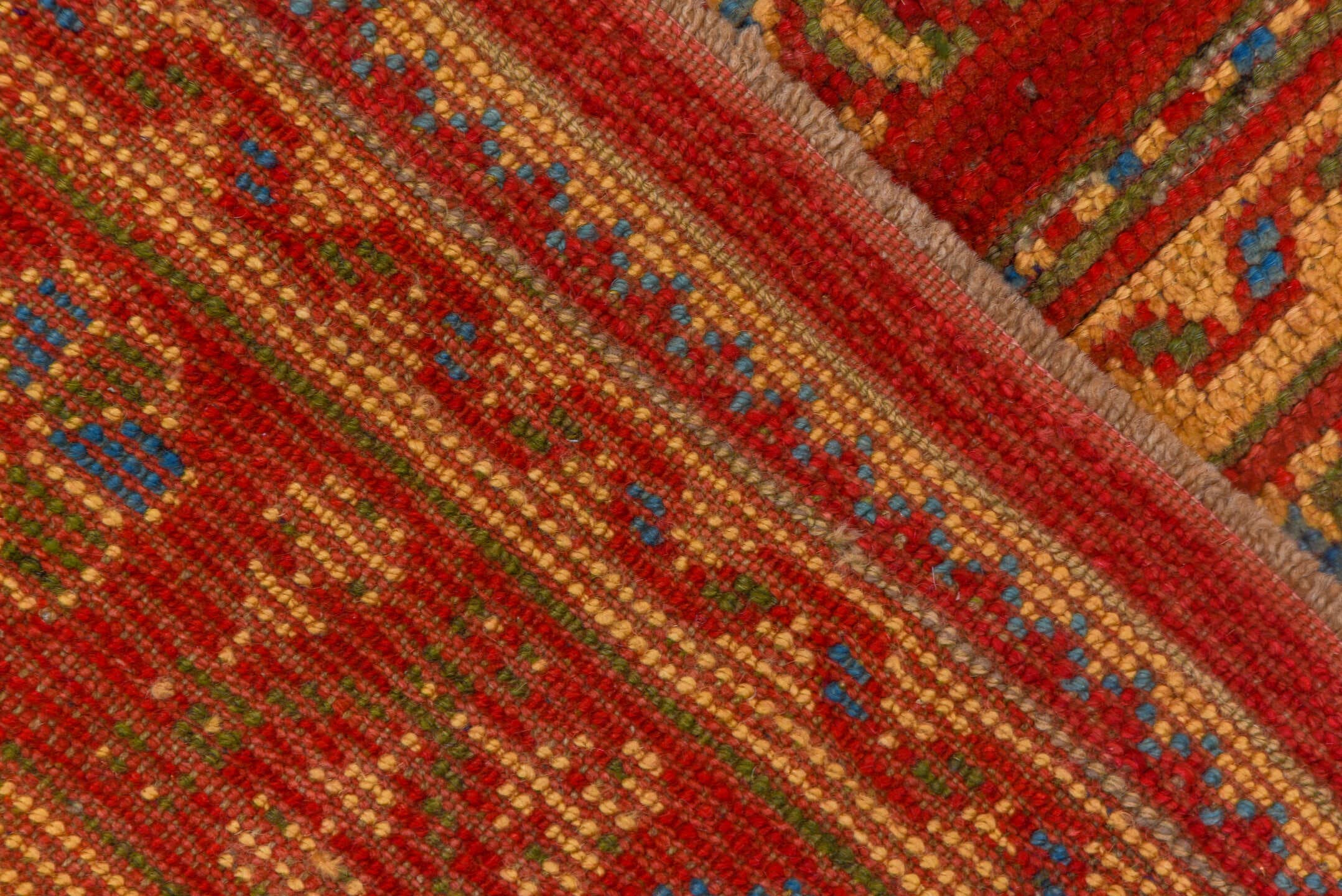 6' x 11' one-of-a-kind handmade antique Oushak large size rug. Color palette: red, ivory, soft blue, camel, rust, slate