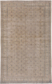 7' x 12' one-of-a-kind handmade vintage Kaisary large size rug. Color palette: ivory, beige, slate, taupe, dusty blue, rust