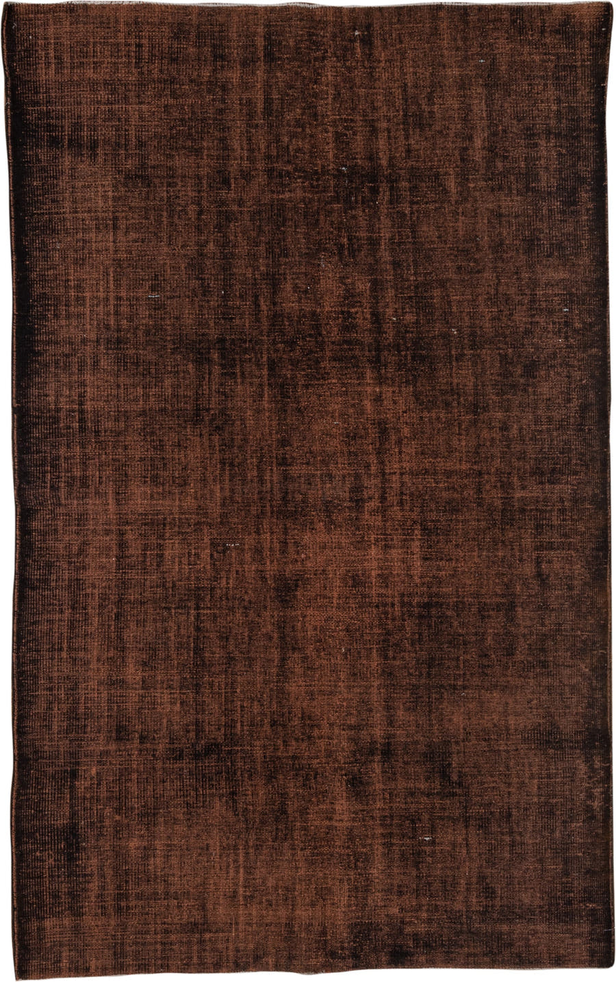 5' x 9' one-of-a-kind handmade vintage Overdyed medium size rug. Color palette: brown, espresso, mahogany, charcoal, black