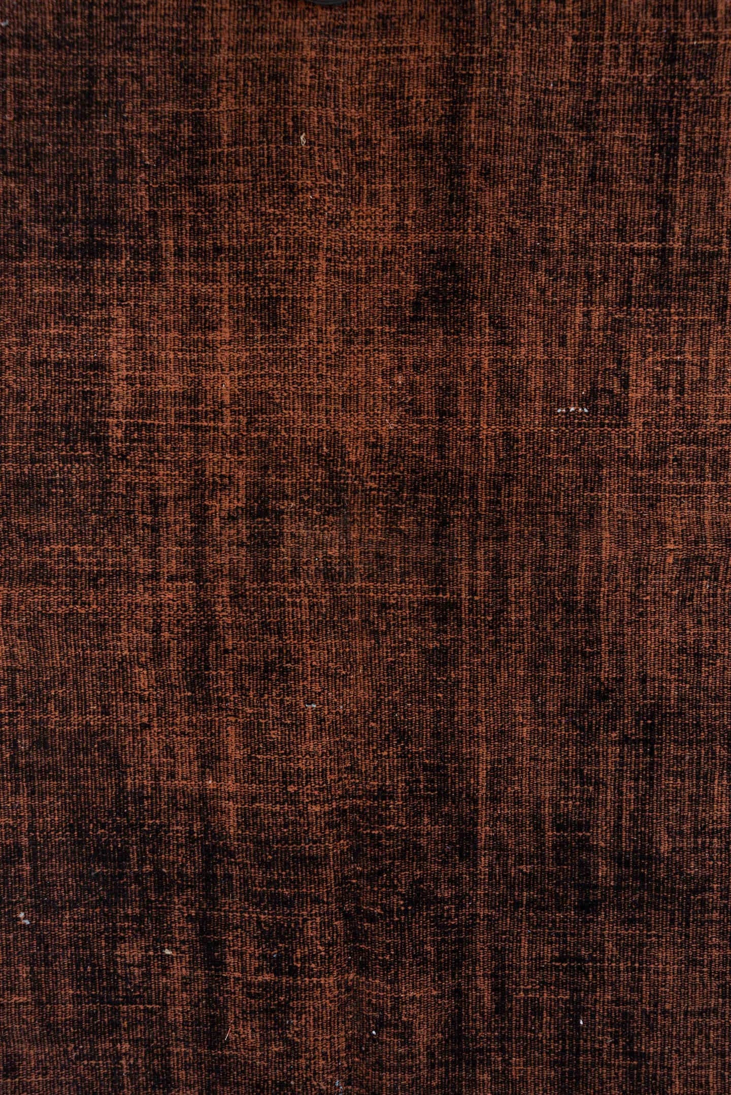 5' x 9' one-of-a-kind handmade vintage Overdyed medium size rug. Color palette: brown, espresso, mahogany, charcoal, black