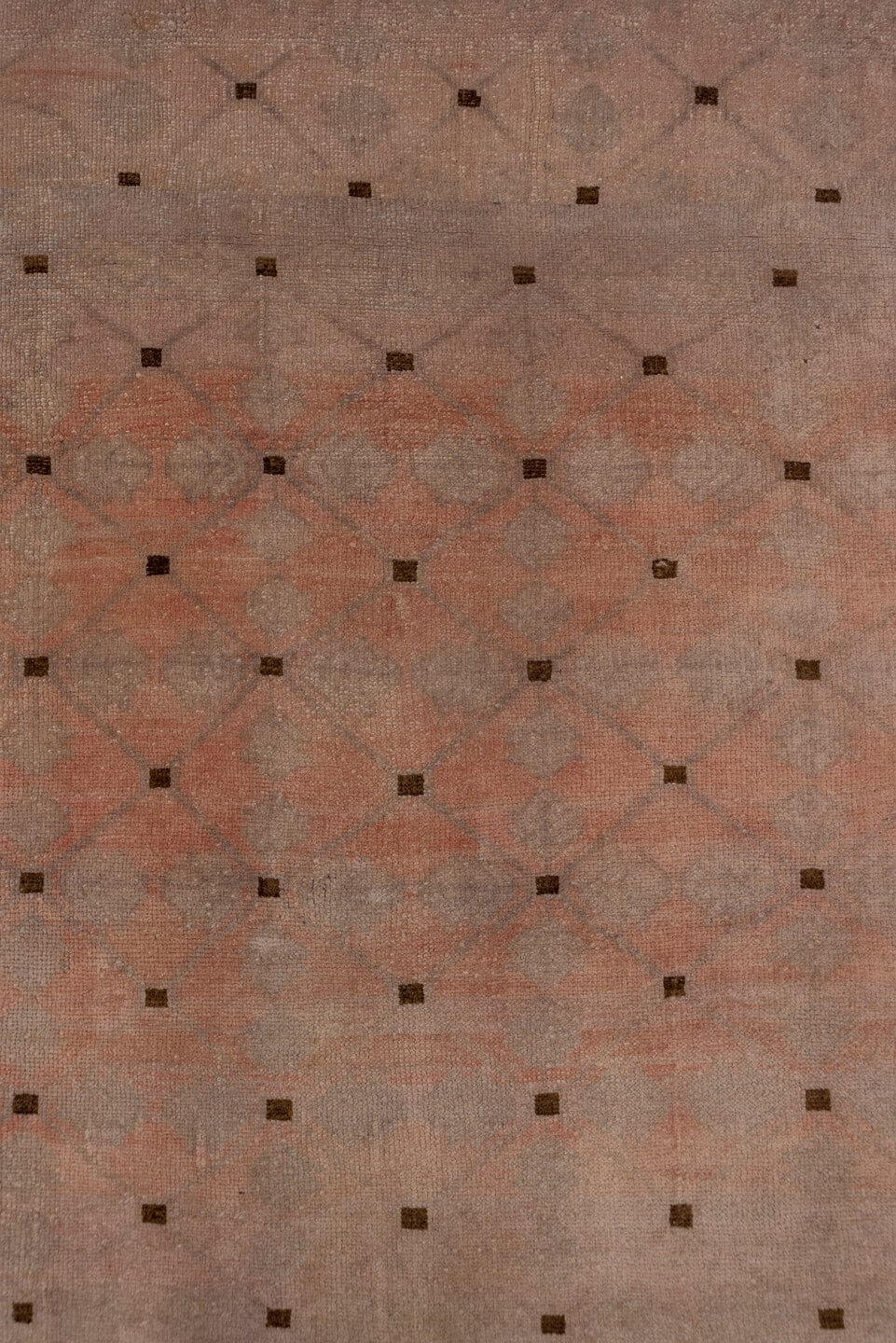 2' x 19' one-of-a-kind handmade vintage Oushak runner rug. Color palette: blush, rose, taupe, brown, dusty coral, ivory