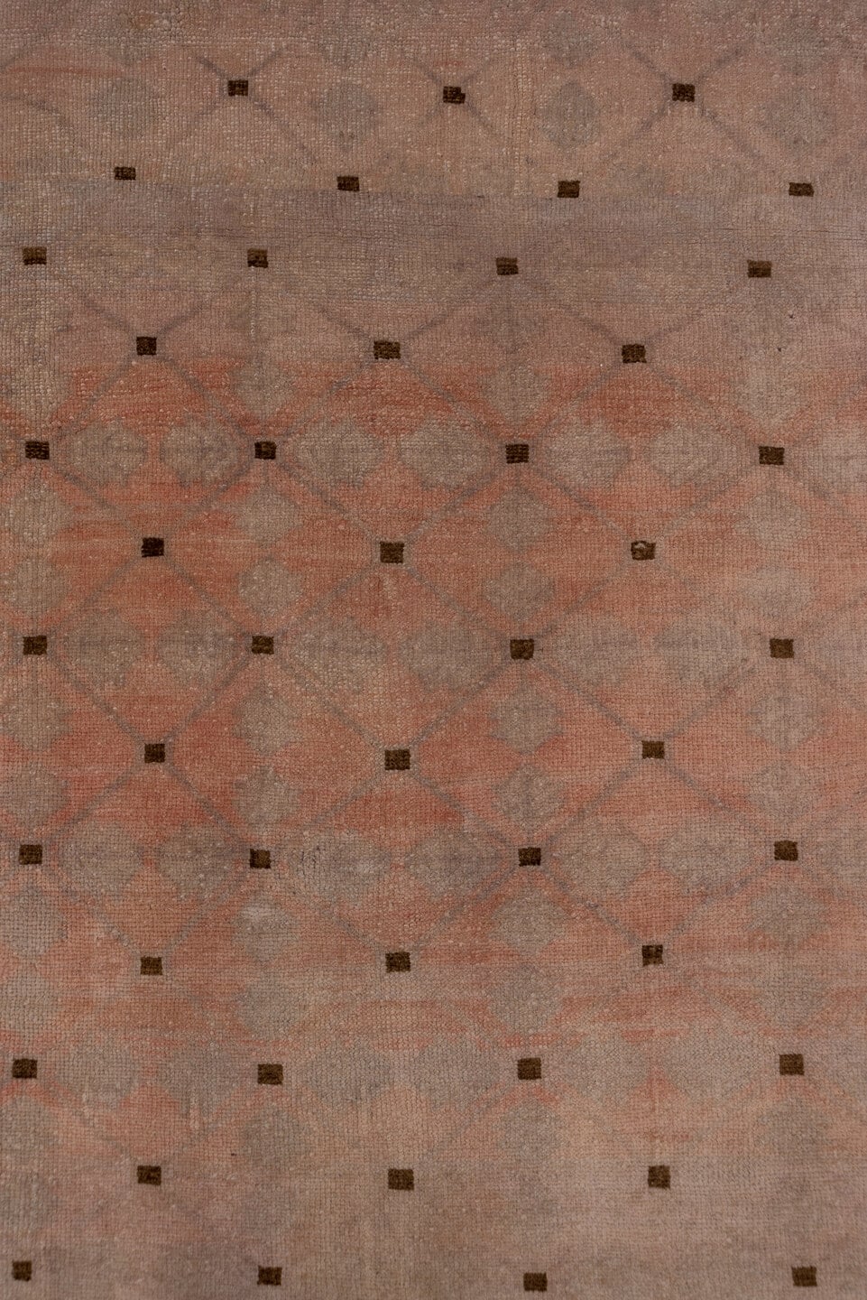 2' x 19' one-of-a-kind handmade vintage Oushak runner rug. Color palette: blush, rose, taupe, brown, dusty coral, ivory