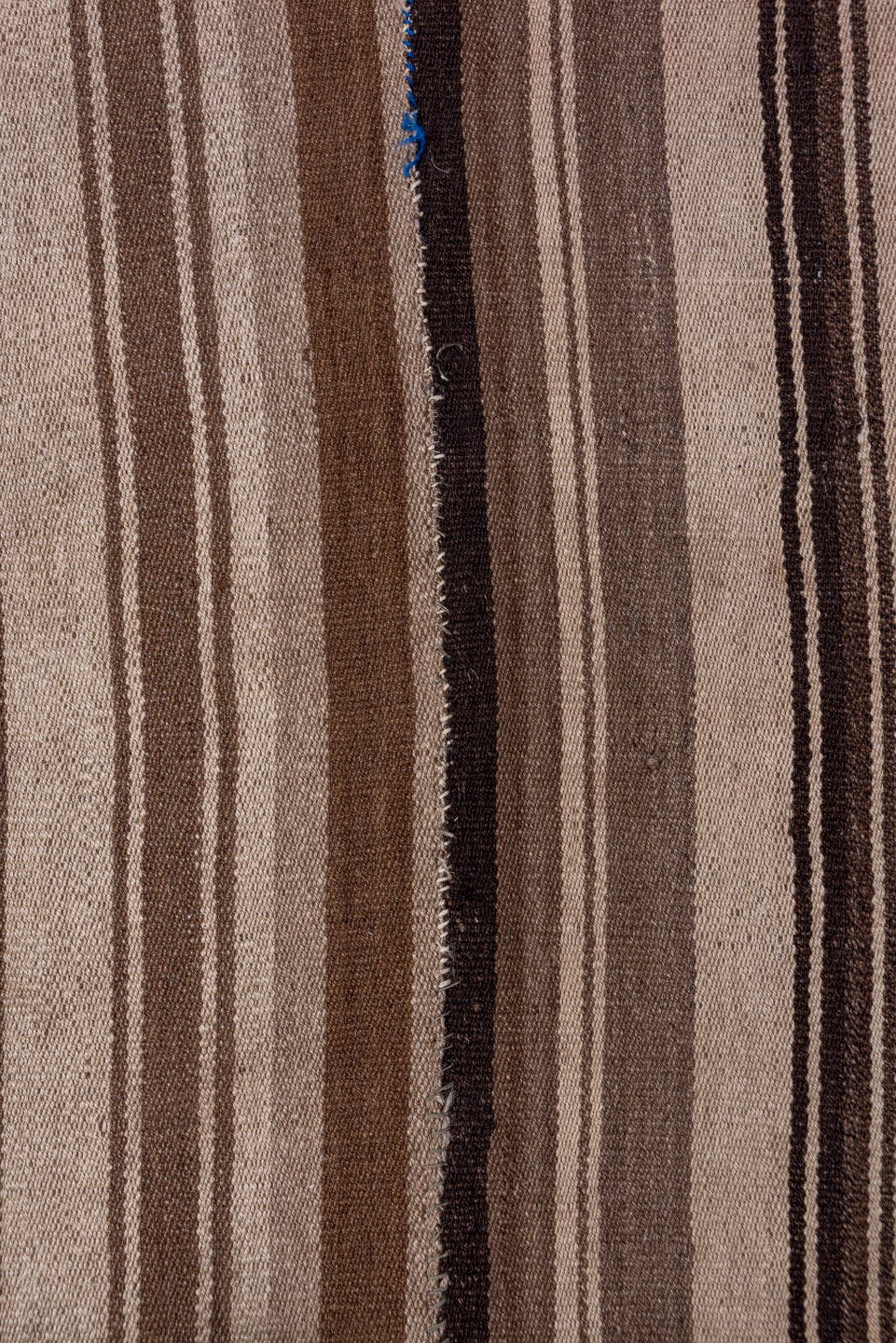 4' x 8' one-of-a-kind handmade vintage Kilim rug. Color palette: brown, taupe, camel, ivory, charcoal, slate, navy, beige
