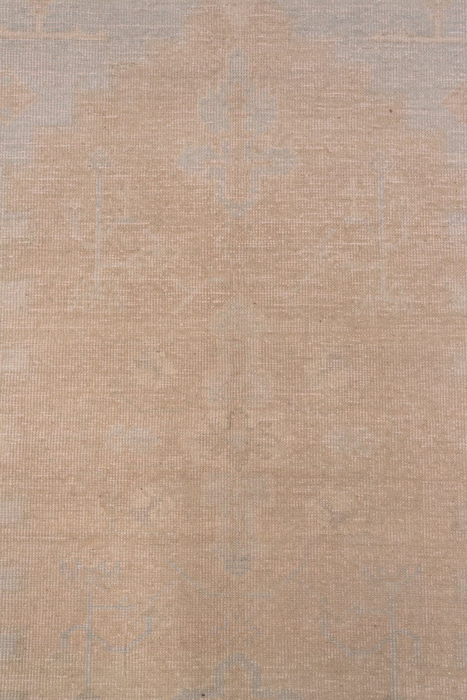 5' x 8' one-of-a-kind handmade vintage Oushak medium size rug. Color palette: blush, ivory, taupe, beige, sand, pink, gray