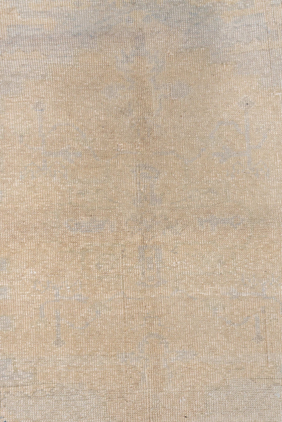 5' x 5' one-of-a-kind handmade vintage Oushak rug. Color palette: ivory, cream, beige, taupe, pale gold, light gray, gray