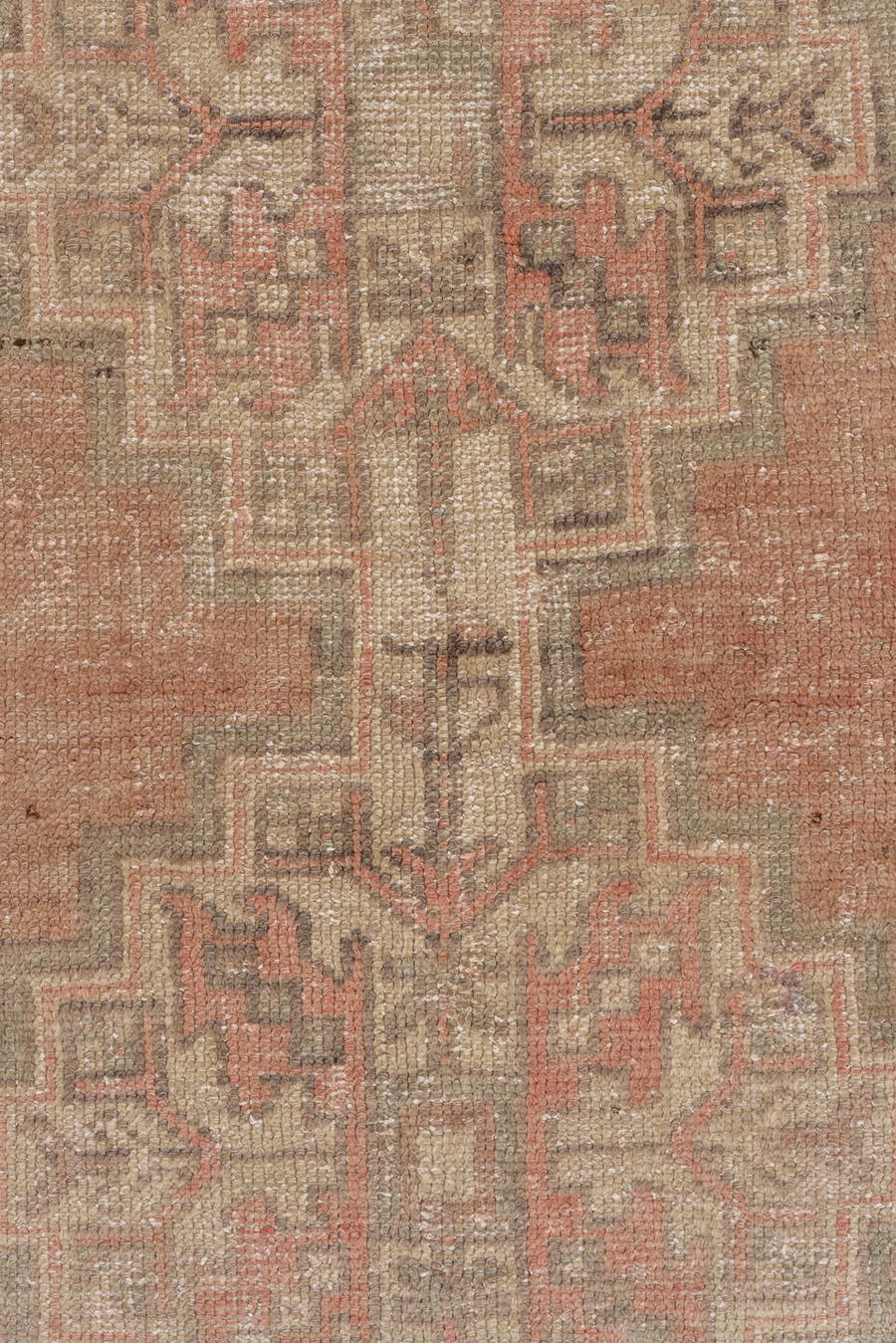 3' x 6' one-of-a-kind handmade vintage Oushak small size rug. Color palette: blush, taupe, ivory, warm gray, dusty rose