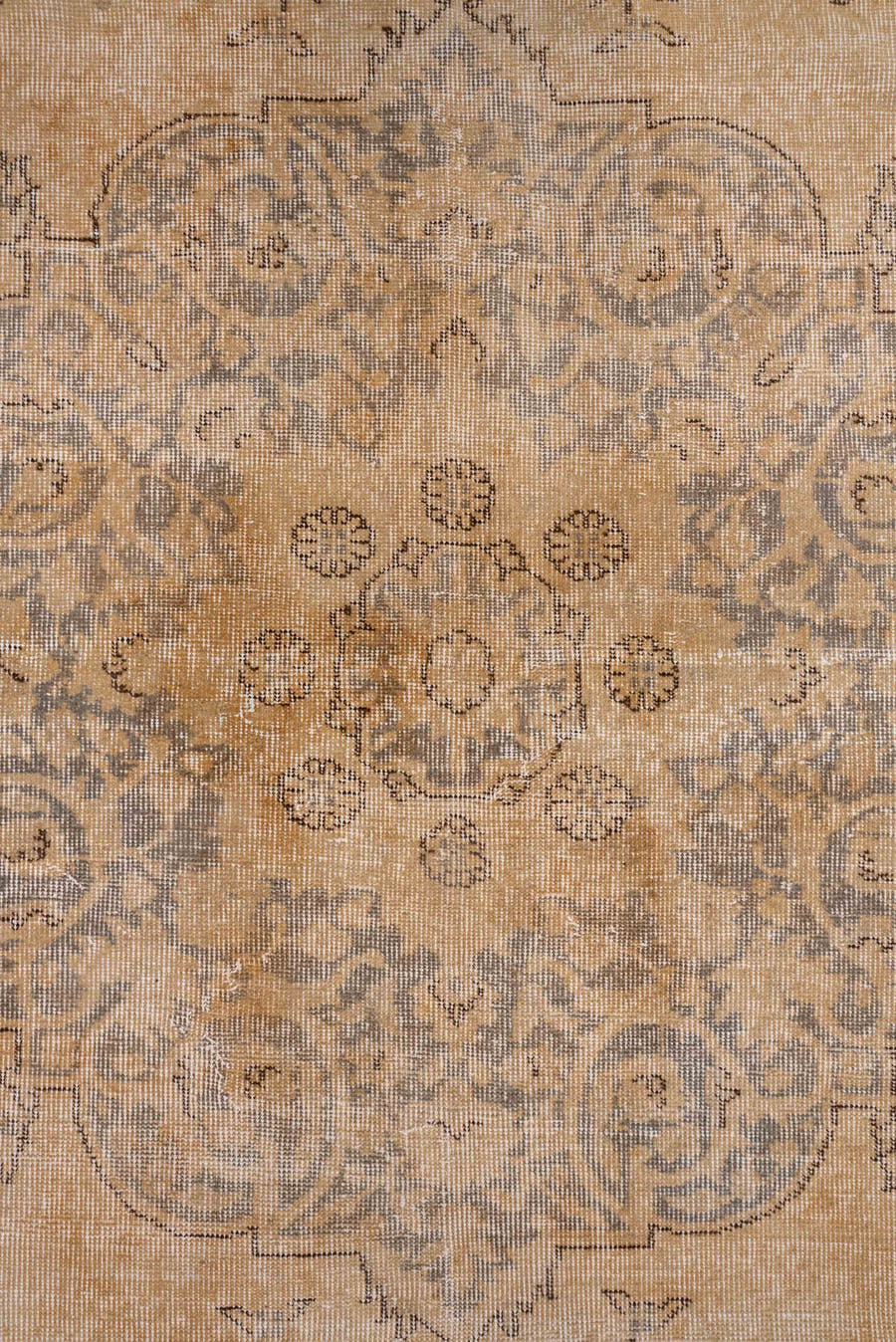 8' x 11' one-of-a-kind handmade vintage Oushak large size rug. Color palette: beige, taupe, ivory, slate, greige, gray