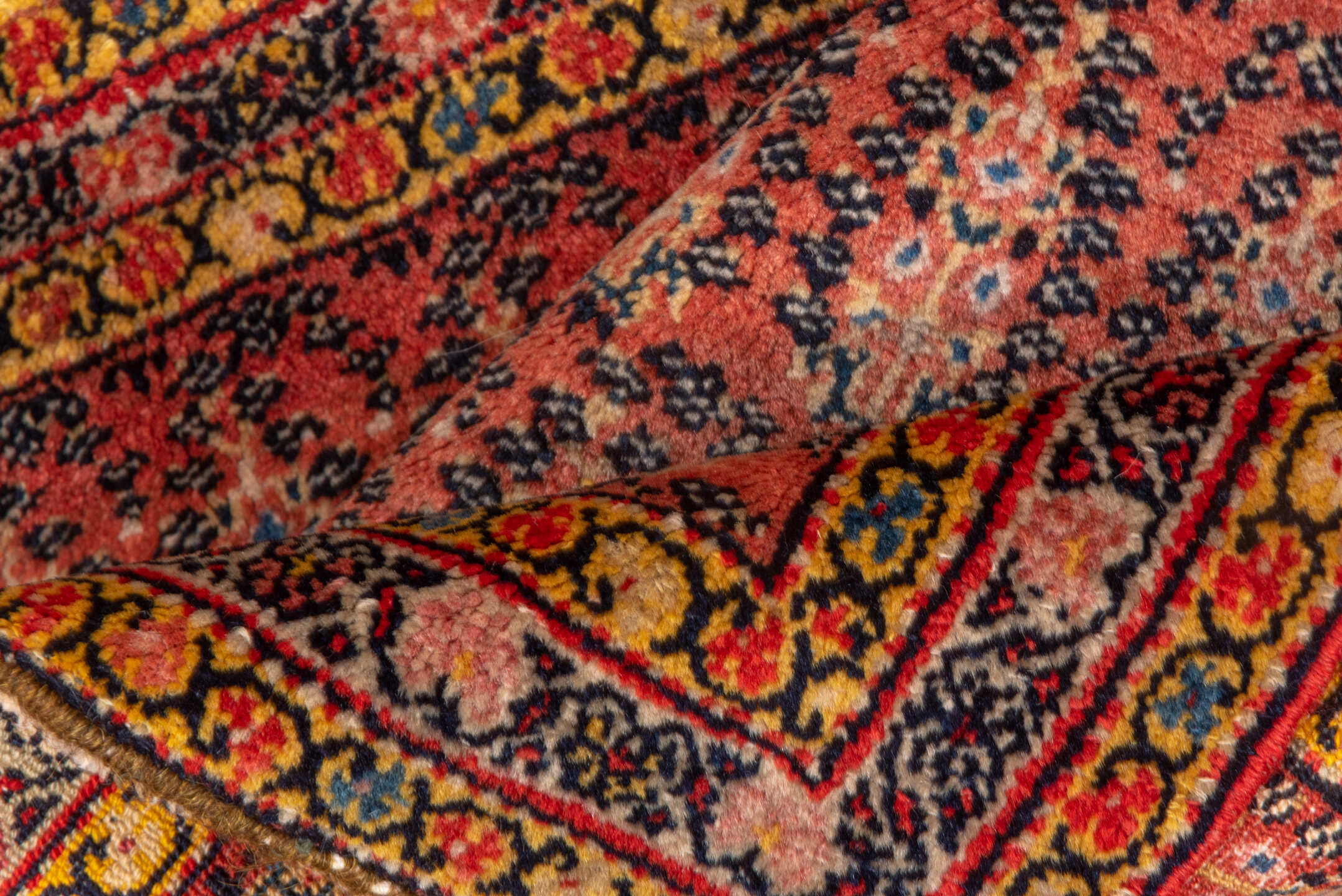 1' x 2' one-of-a-kind handmade vintage Senne small size rug. Color palette: brown, gray, pink, red