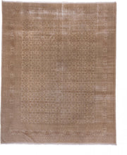 9' x 11' one-of-a-kind handmade antique Sivas large size rug. Color palette: taupe, beige, camel, rose, ivory, gray, pink