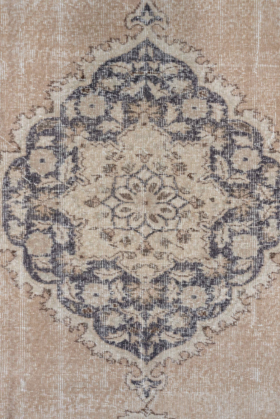 7' x 10' one-of-a-kind handmade vintage Oushak large size rug. Color palette: beige, ivory, charcoal, taupe, sage, gray