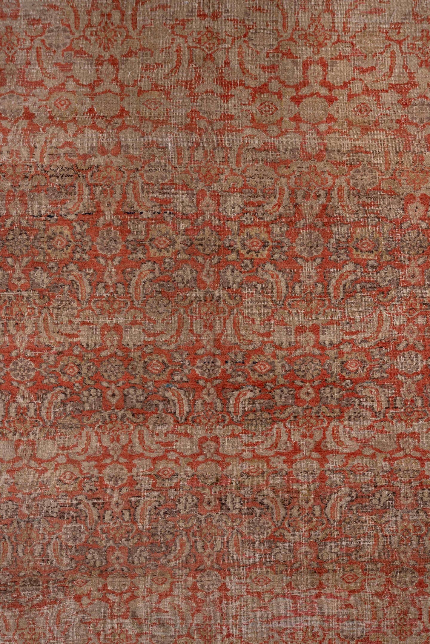8' x 13' one-of-a-kind handmade antique Khorassan large size rug. Color palette: terra cotta, ivory, rose, taupe, sage, rust