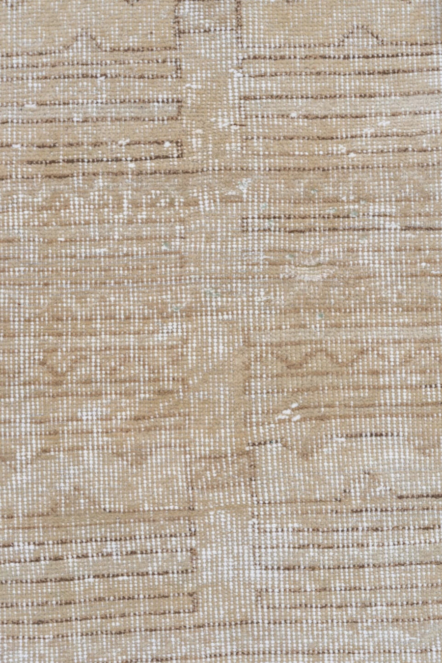 3' x 6' one-of-a-kind handmade vintage Oushak small size rug. Color palette: ivory, beige, taupe, sand, camel, gray