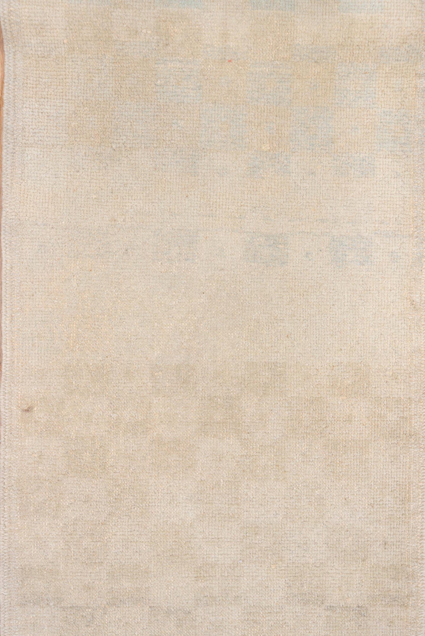 1' x 8' one-of-a-kind handmade vintage Oushak rug. Color palette: ivory, cream, beige, taupe, pale gold, light gray, gray