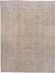 8' x 10' one-of-a-kind handmade vintage large size rug. Color palette: beige, taupe, ivory, slate, greige, sand, gray