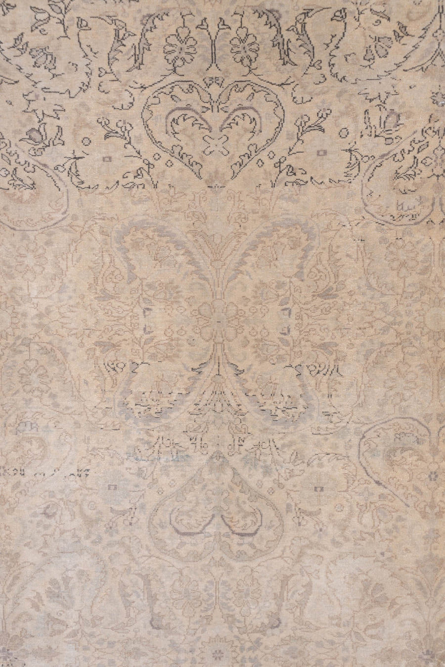 8' x 10' one-of-a-kind handmade vintage  large size rug. Color palette: beige, taupe, ivory, slate, greige, sand, gray