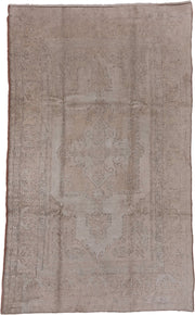 7' x 11' one-of-a-kind handmade vintage Oushak large size rug. Color palette: taupe, beige, ivory, camel, brown, gray
