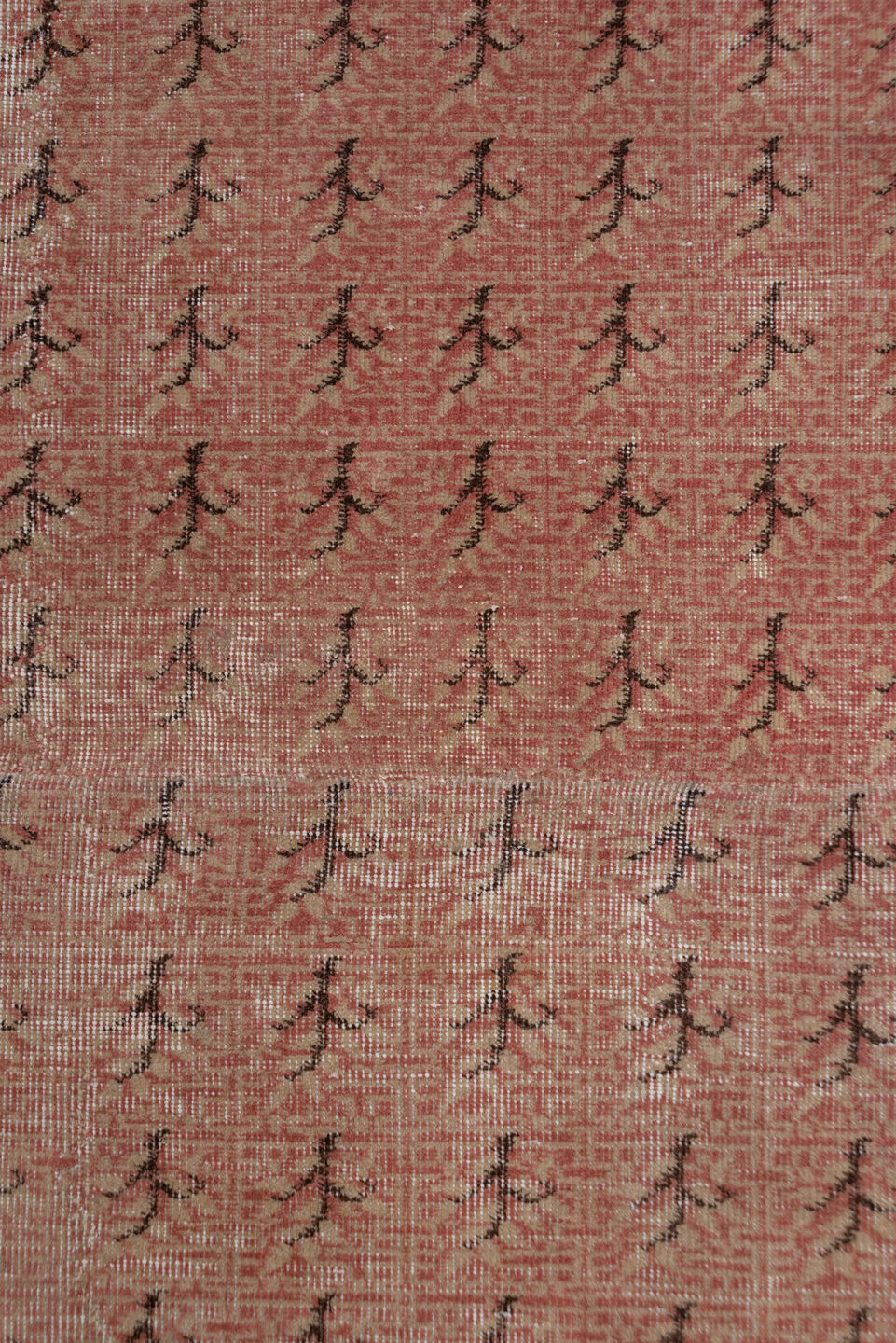 2' x 16' one-of-a-kind handmade vintage Oushak runner rug. Color palette: rose, dusty pink, taupe, charcoal, ivory, pink