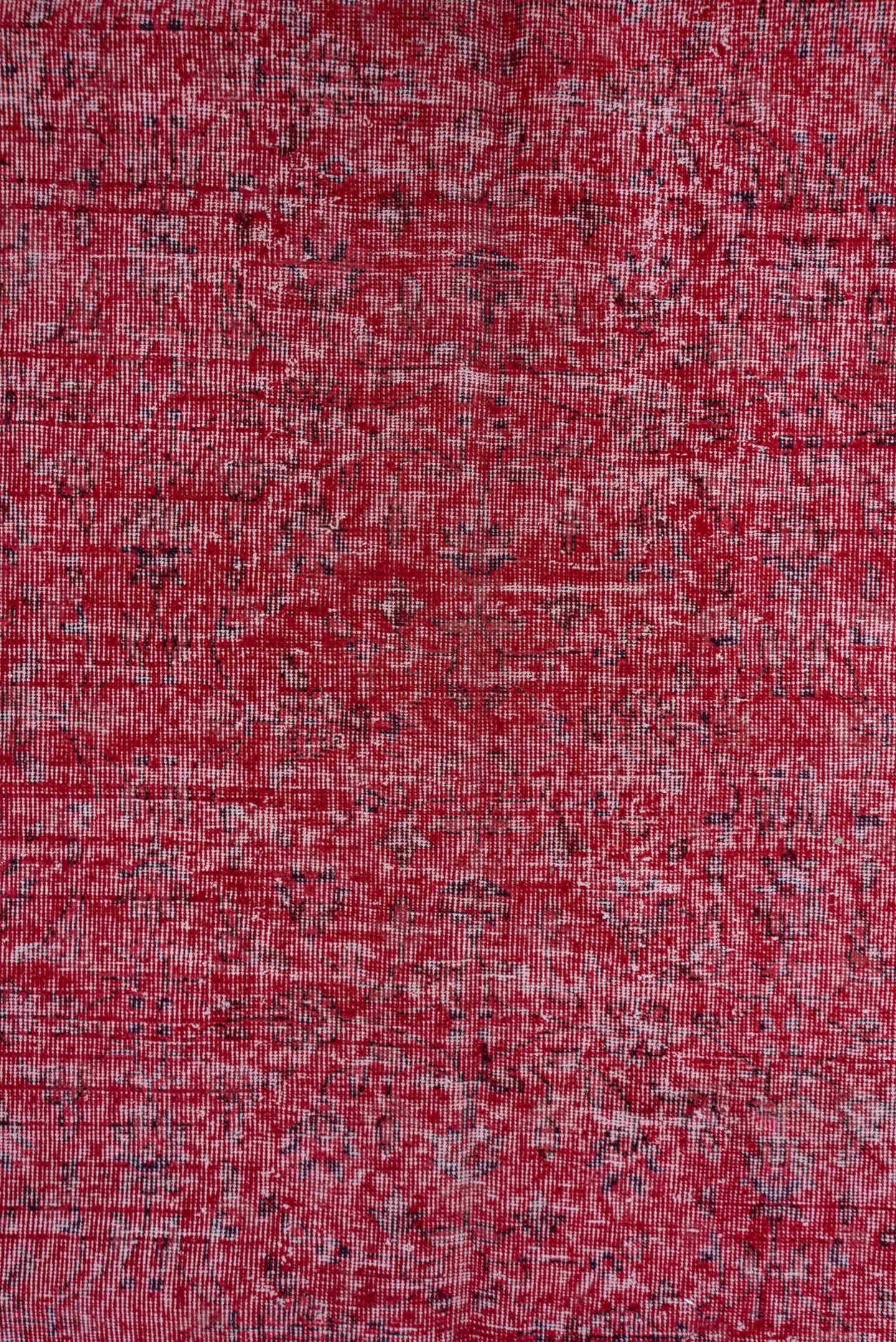 4' x 12' one-of-a-kind handmade vintage Overdyed runner rug. Color palette: rose, crimson, raspberry, burgundy, charcoal