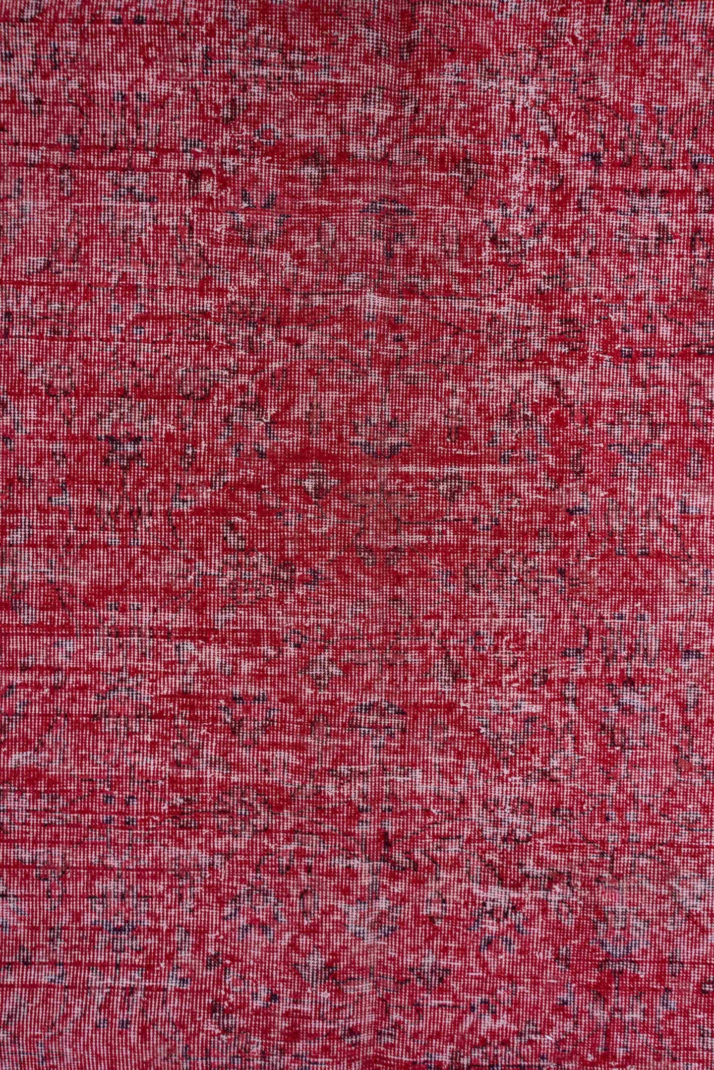 4' x 12' one-of-a-kind handmade vintage Overdyed runner rug. Color palette: rose, crimson, raspberry, burgundy, charcoal