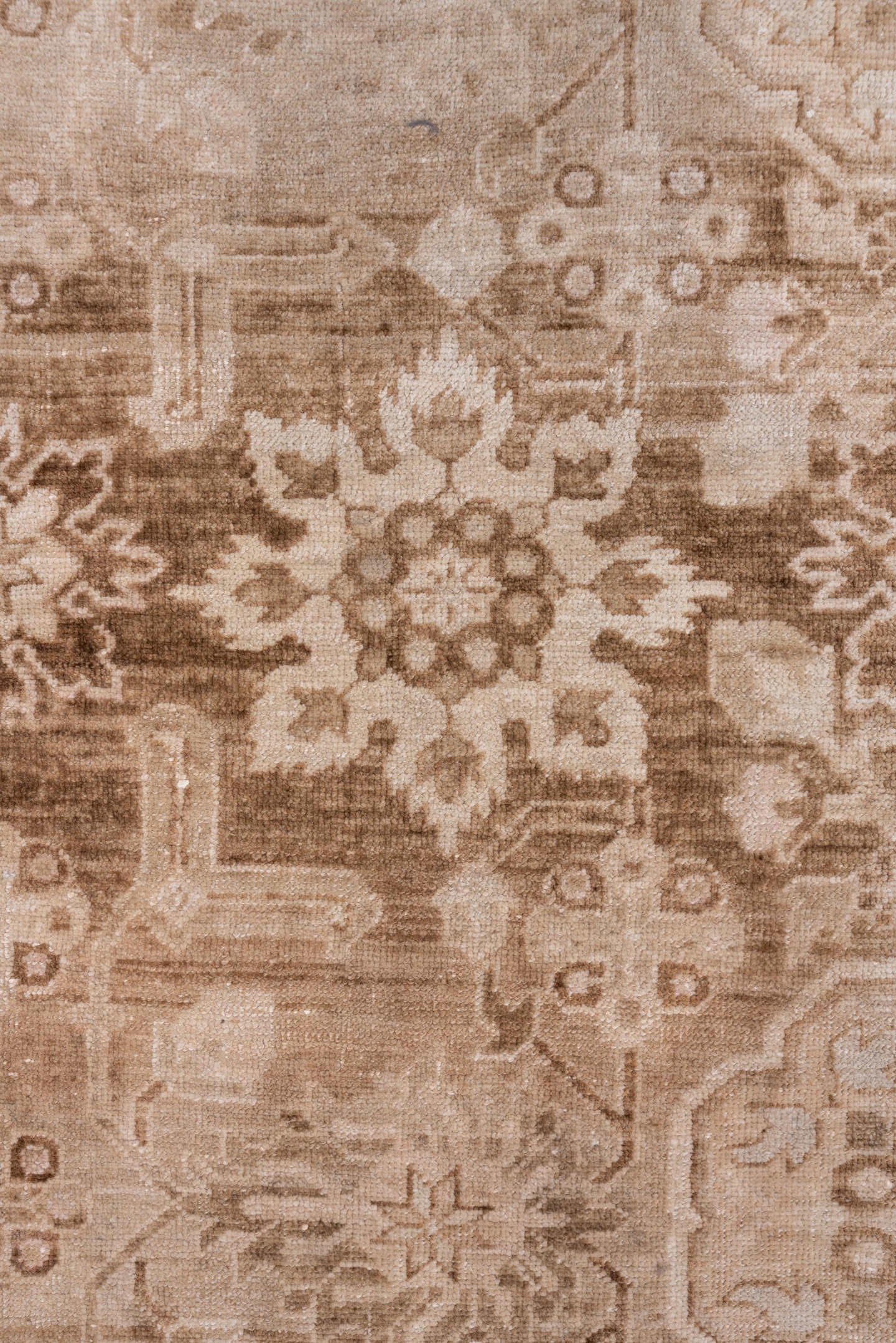 2' x 21' one-of-a-kind handmade antique Oushak runner rug. Color palette: taupe, beige, ivory, camel, sand, light_brown