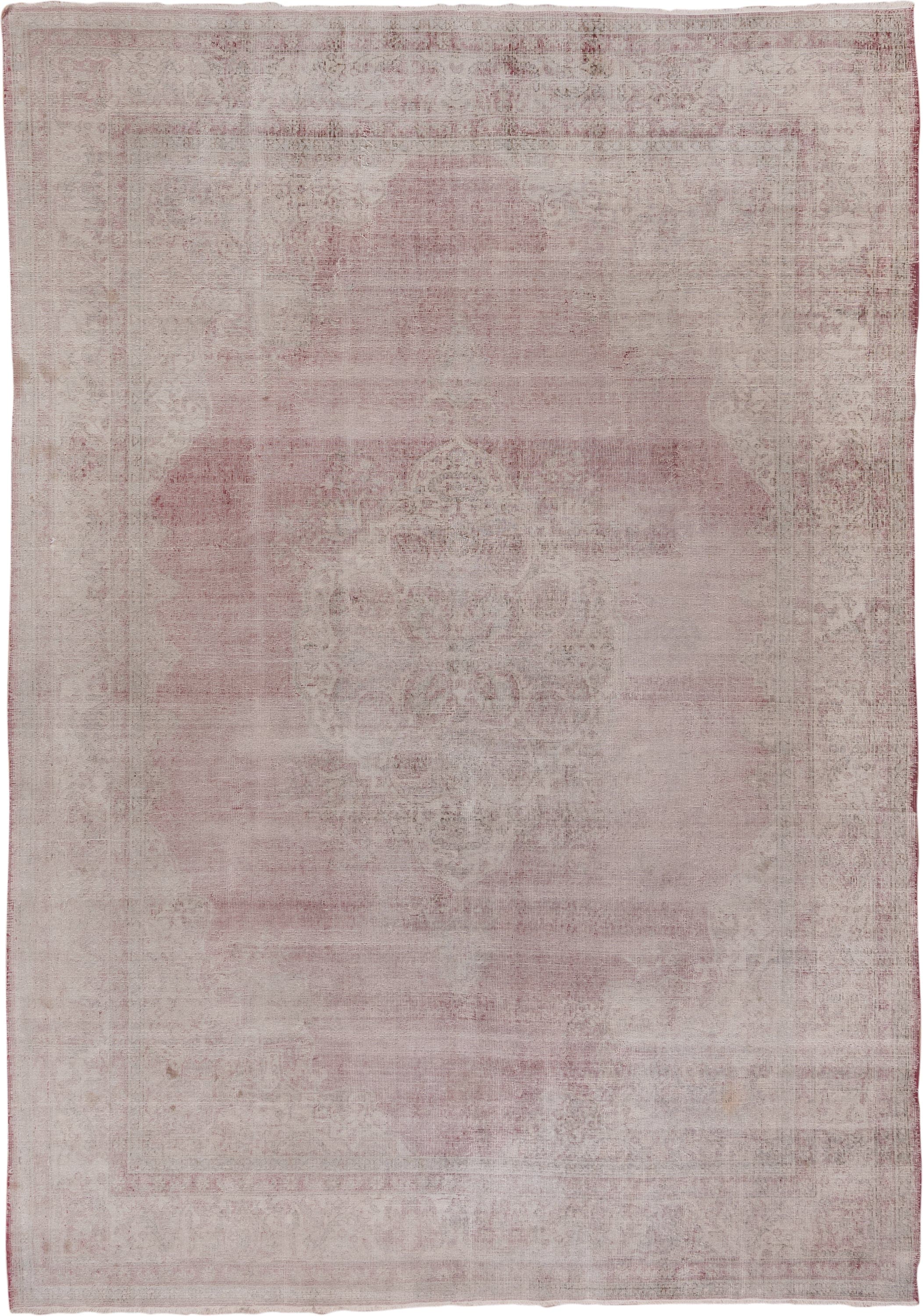 8' x 11' one-of-a-kind handmade vintage Oushak large size rug. Color palette: blush, ivory, rose, taupe, dusty pink, pink