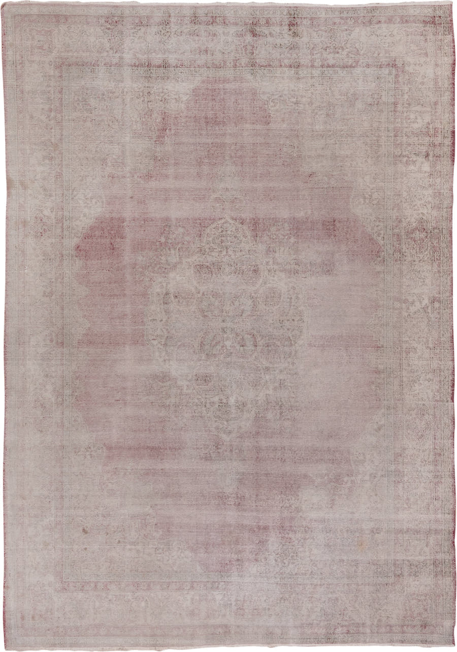 8' x 11' one-of-a-kind handmade vintage Oushak large size rug. Color palette: blush, ivory, rose, taupe, dusty pink, pink