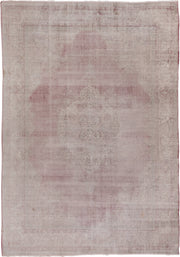 8' x 11' one-of-a-kind handmade vintage Oushak large size rug. Color palette: blush, ivory, rose, taupe, dusty pink, pink